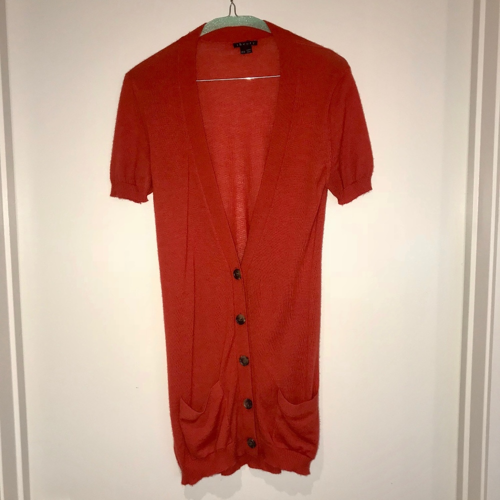 Theory 100% Cashmere Cardigan (Orange, size XS)